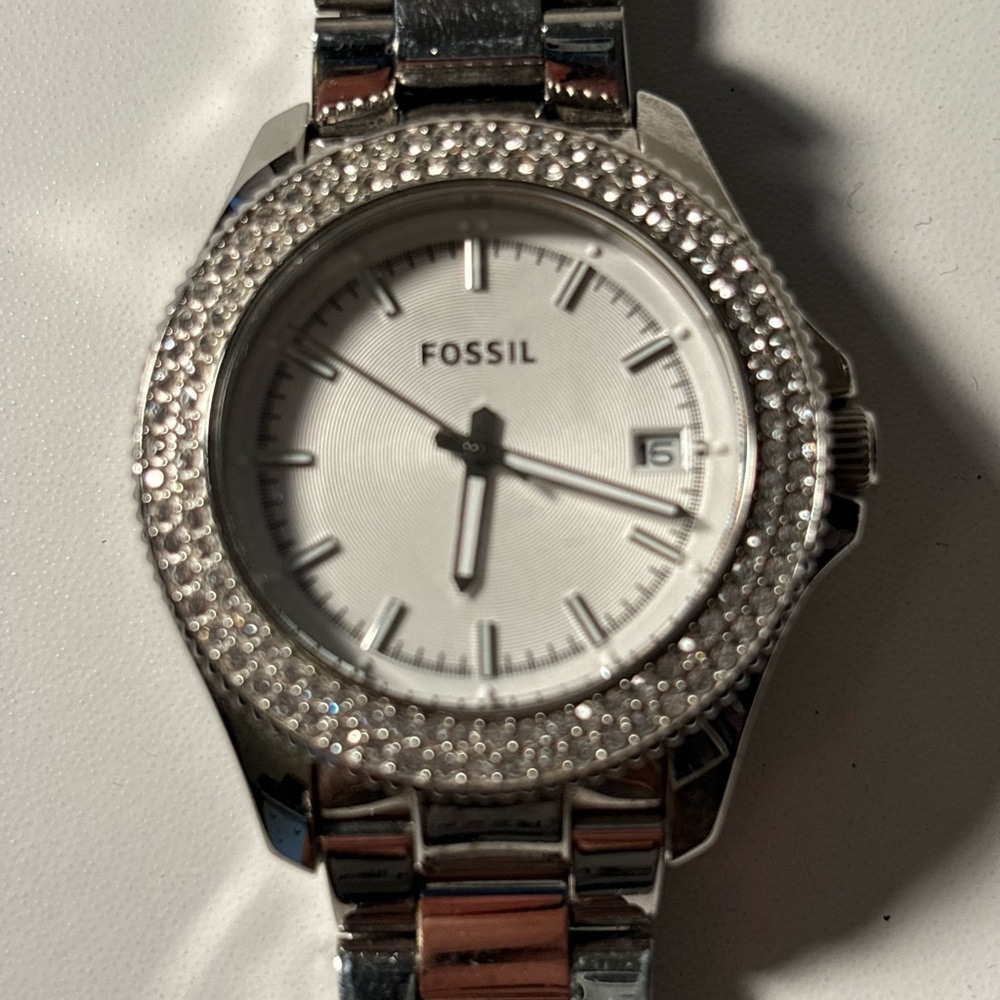 Silver Fossil Watch